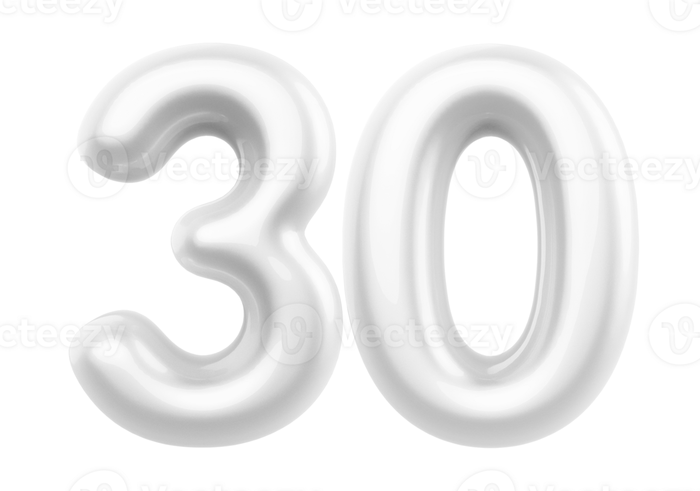 Silver 3D Number 30 png