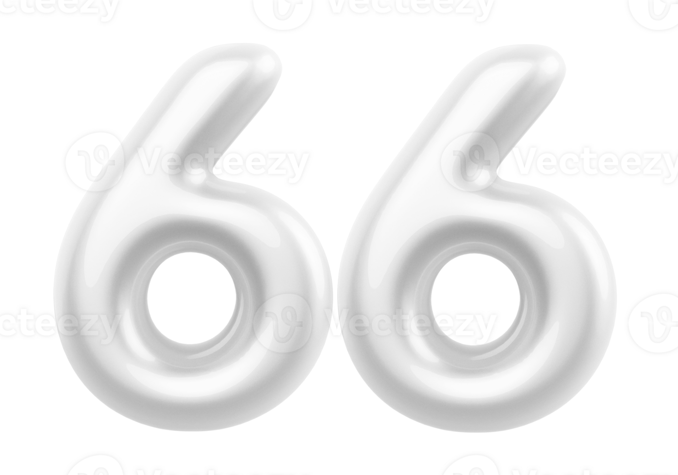 Silver 3D Number 66 png