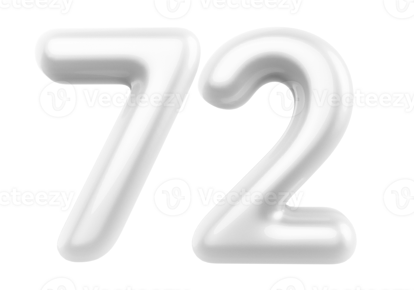 Silver 3D Number 72 png