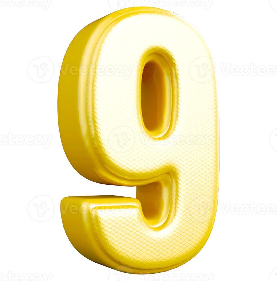 Gold 3D Number 9 png