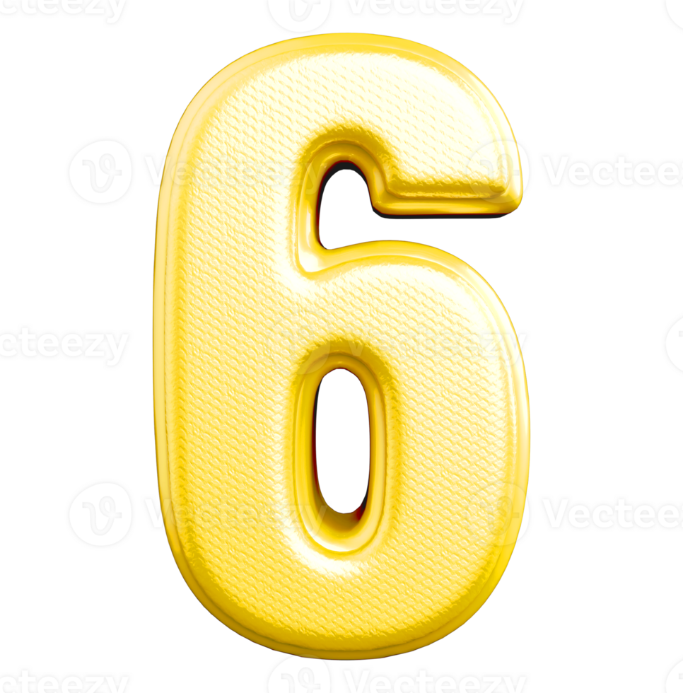 Gold 3D Number 6 png