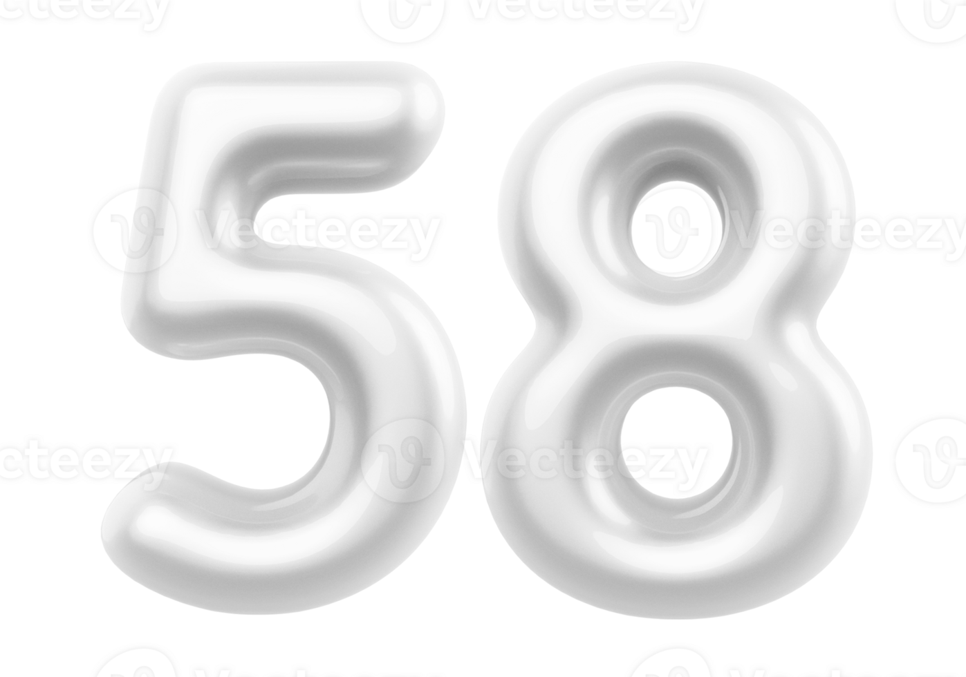 Silver 3D Number 58 png