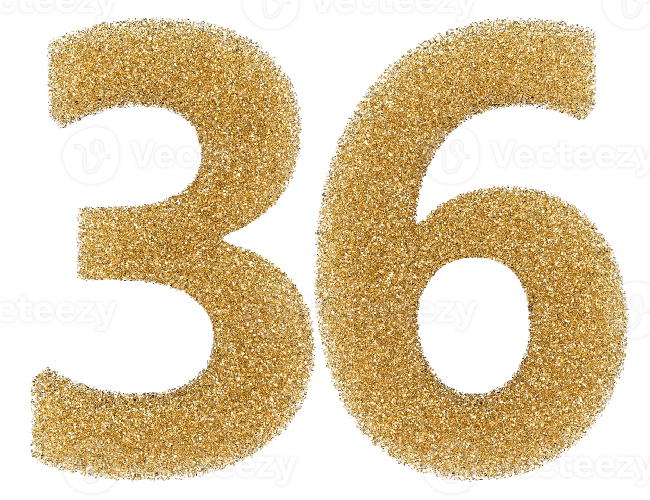 Number 36 golden glitter png