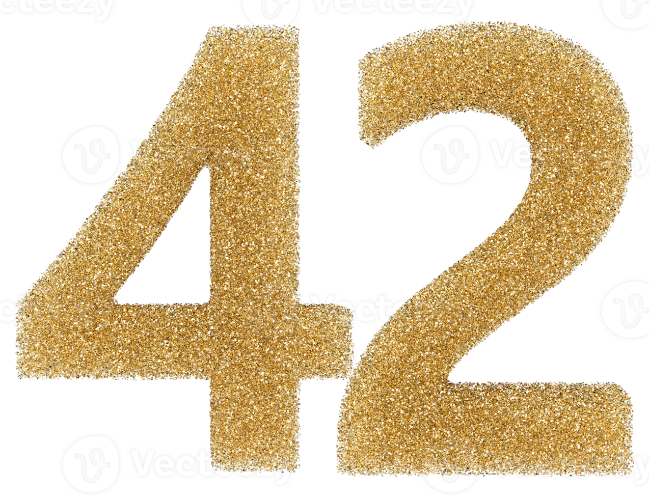 Number 42 golden glitter png