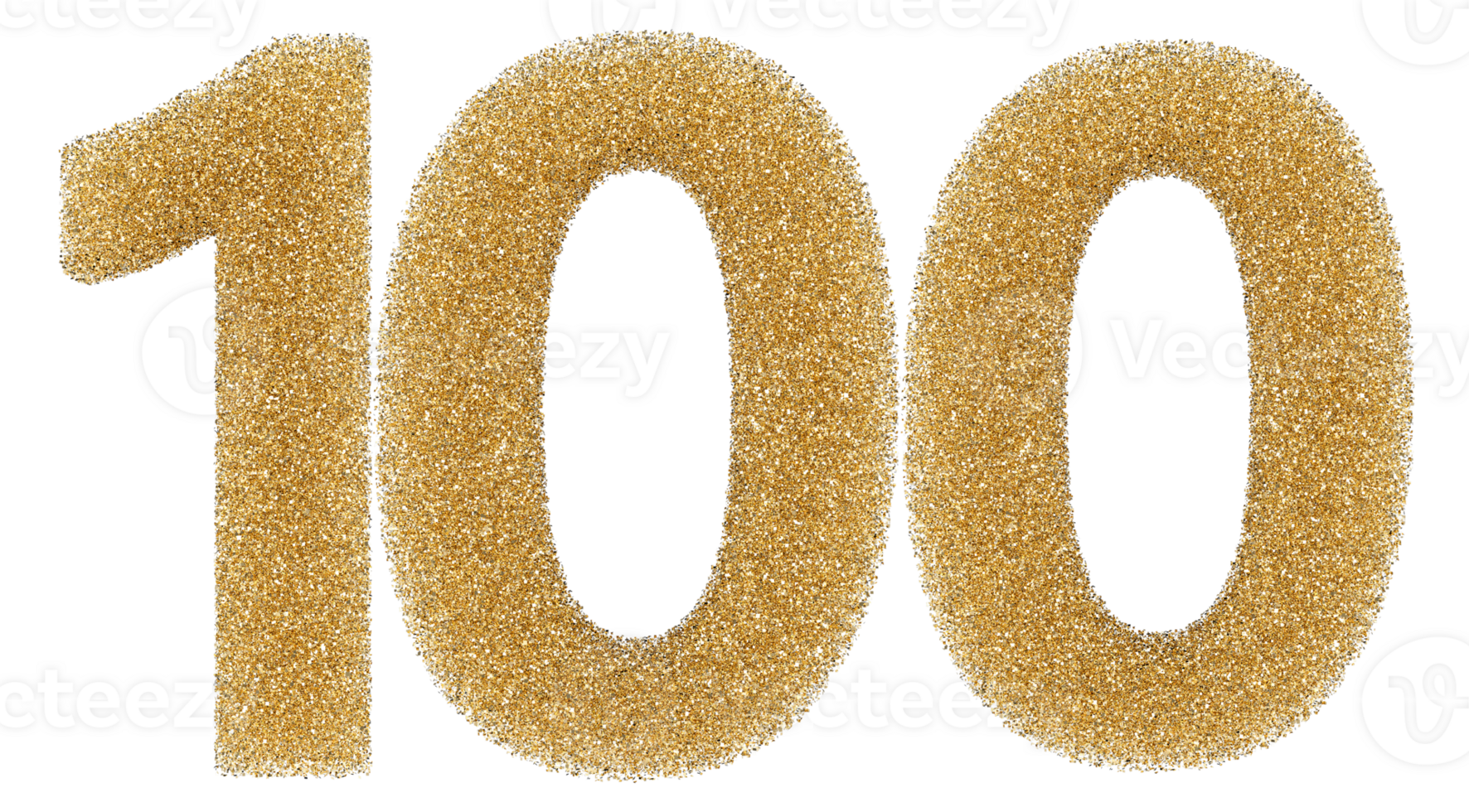 Number 100 golden glitter png