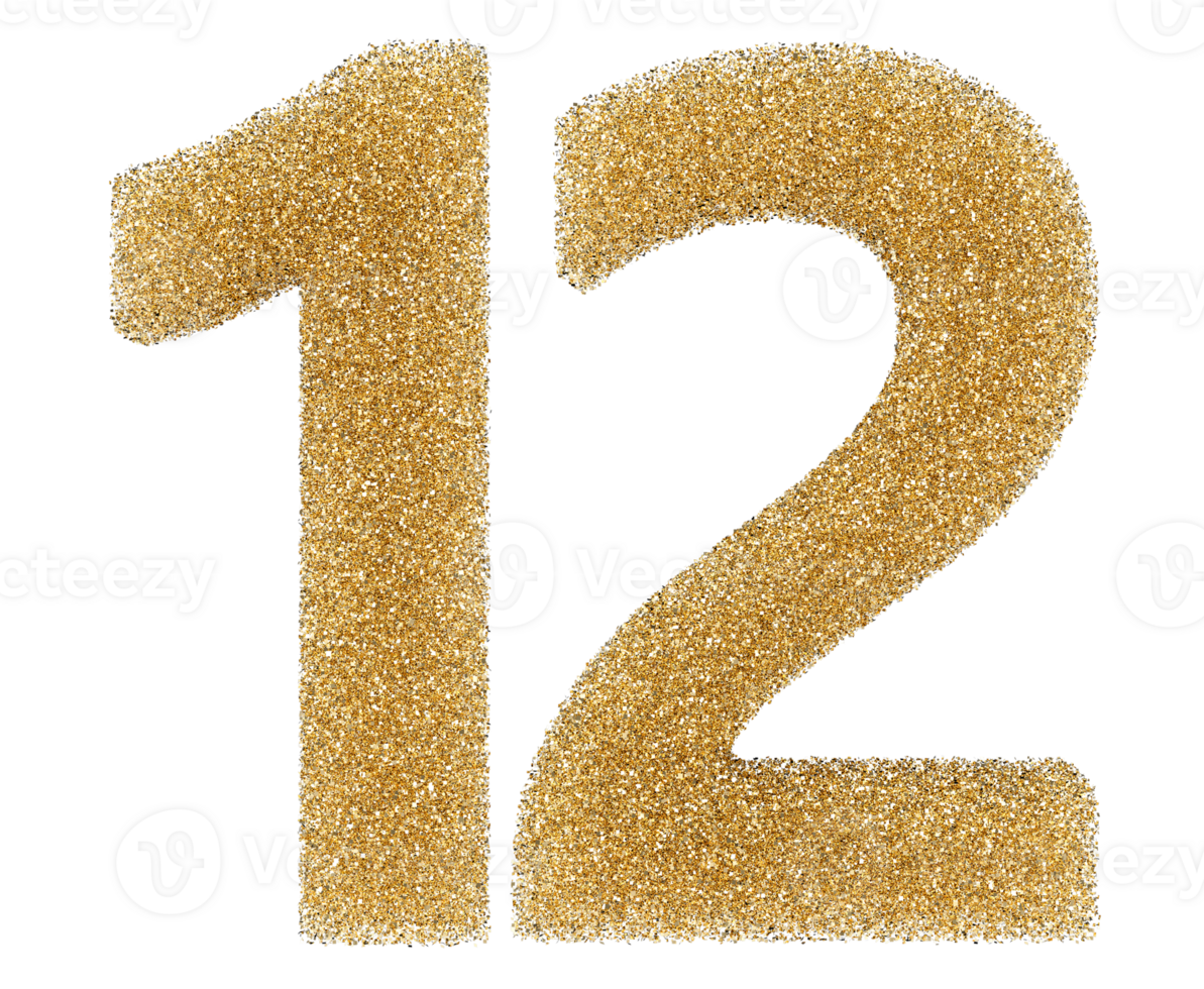Number 12 golden glitter 46599302 PNG