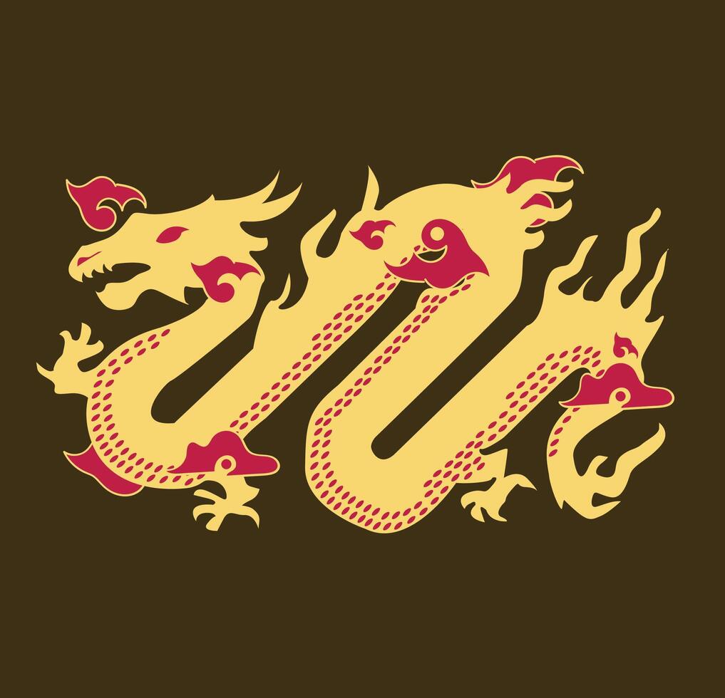 Gold Dragon Chinese illustration vector