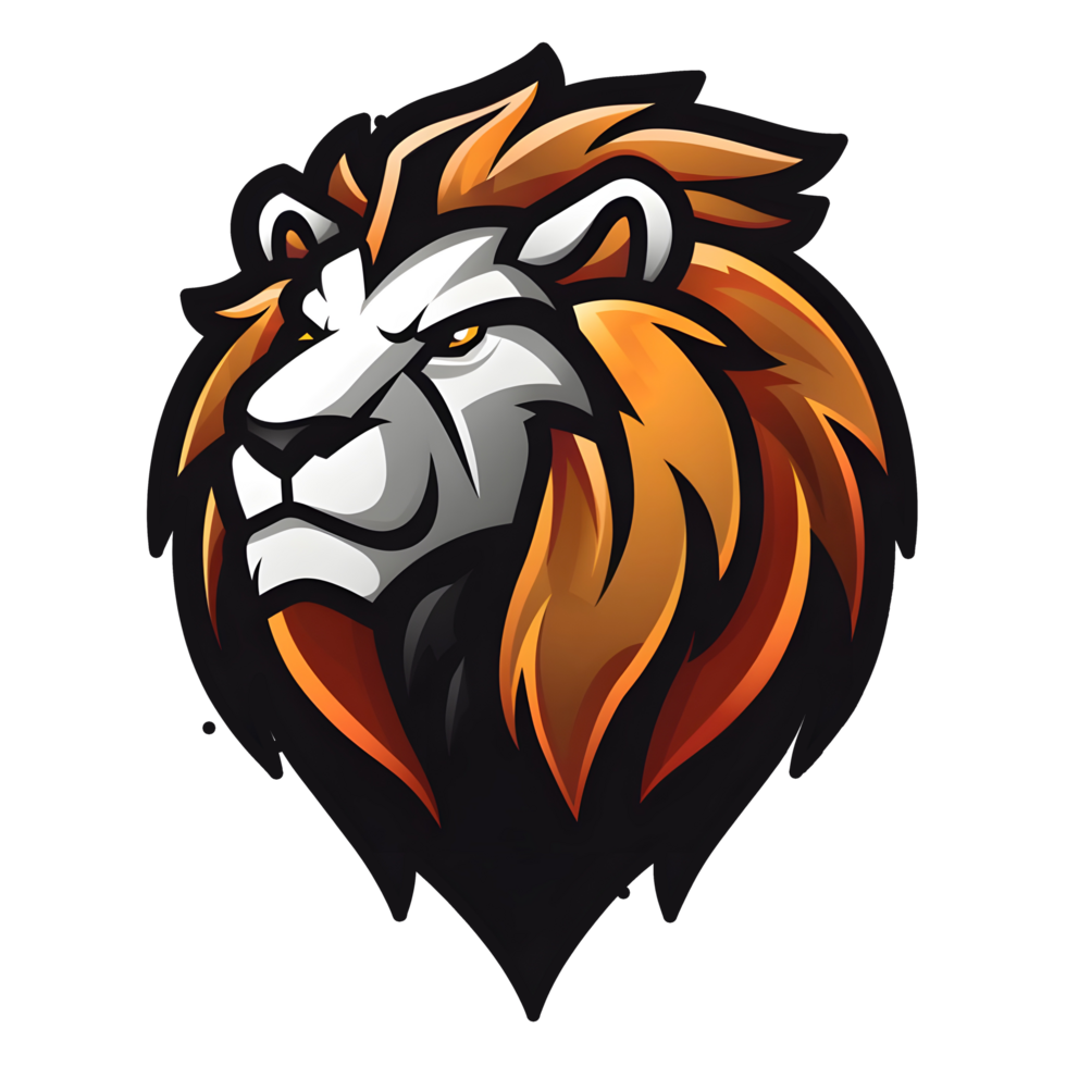 esports logo lion, style, bold line, on transparent background png