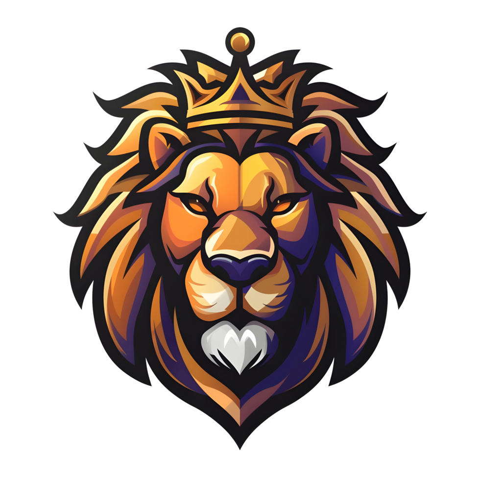 esports logo lion, style, bold line, on transparent background png