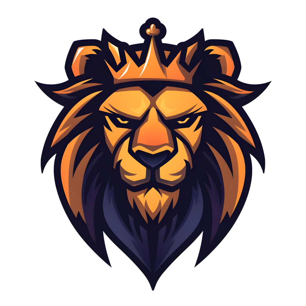 esports logo lion, style, bold line, on transparent background png