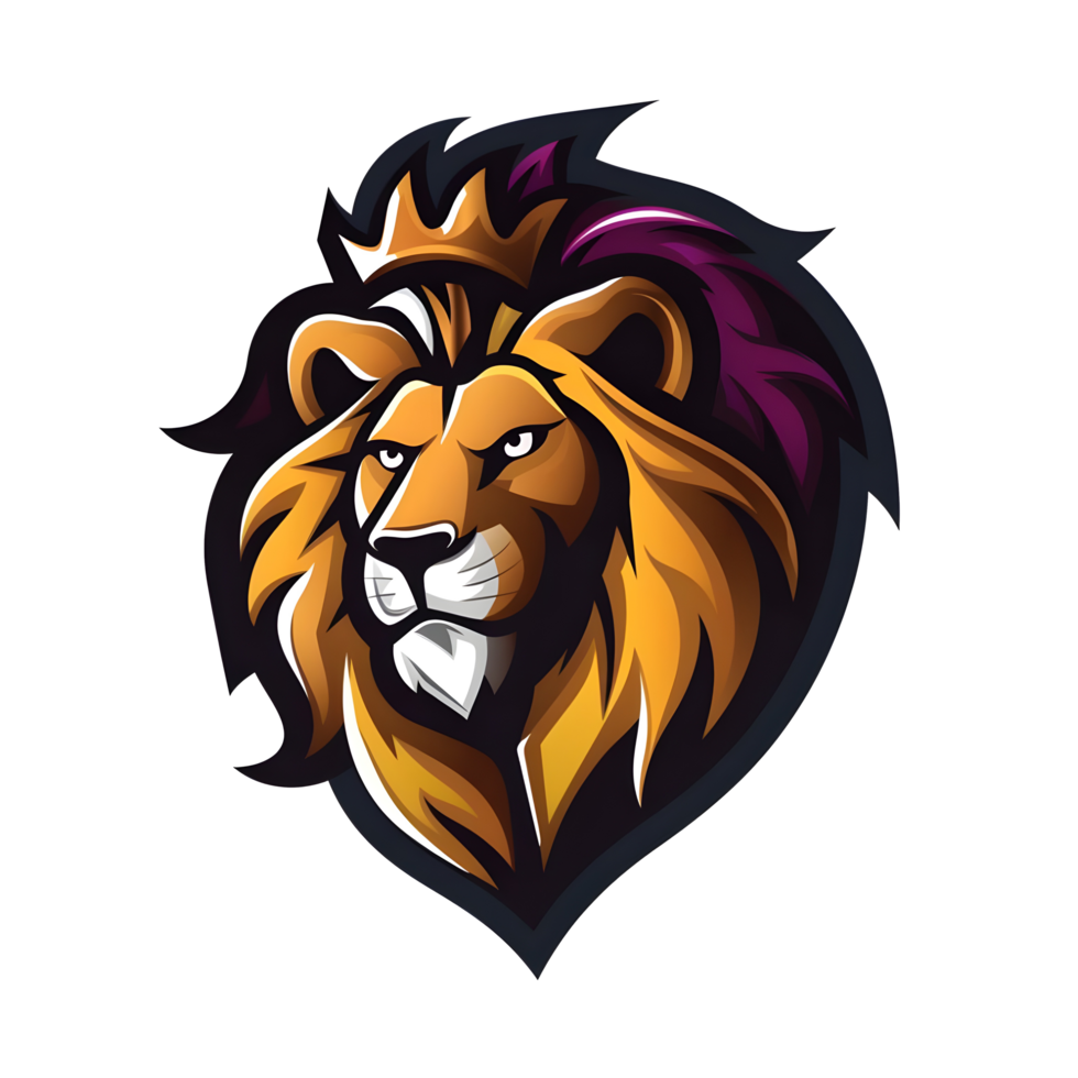 esports logo lion, style, bold line, on transparent background png