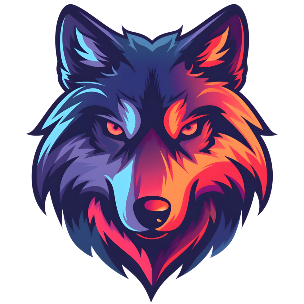 Esports logo simple wolf, style, colourful, on transparent background png