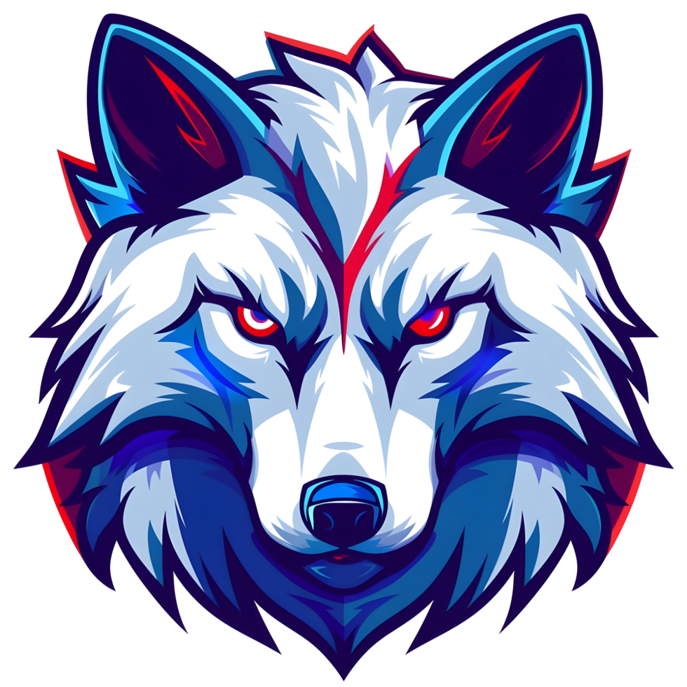 Esports logo simple wolf, style, colourful, on transparent background png