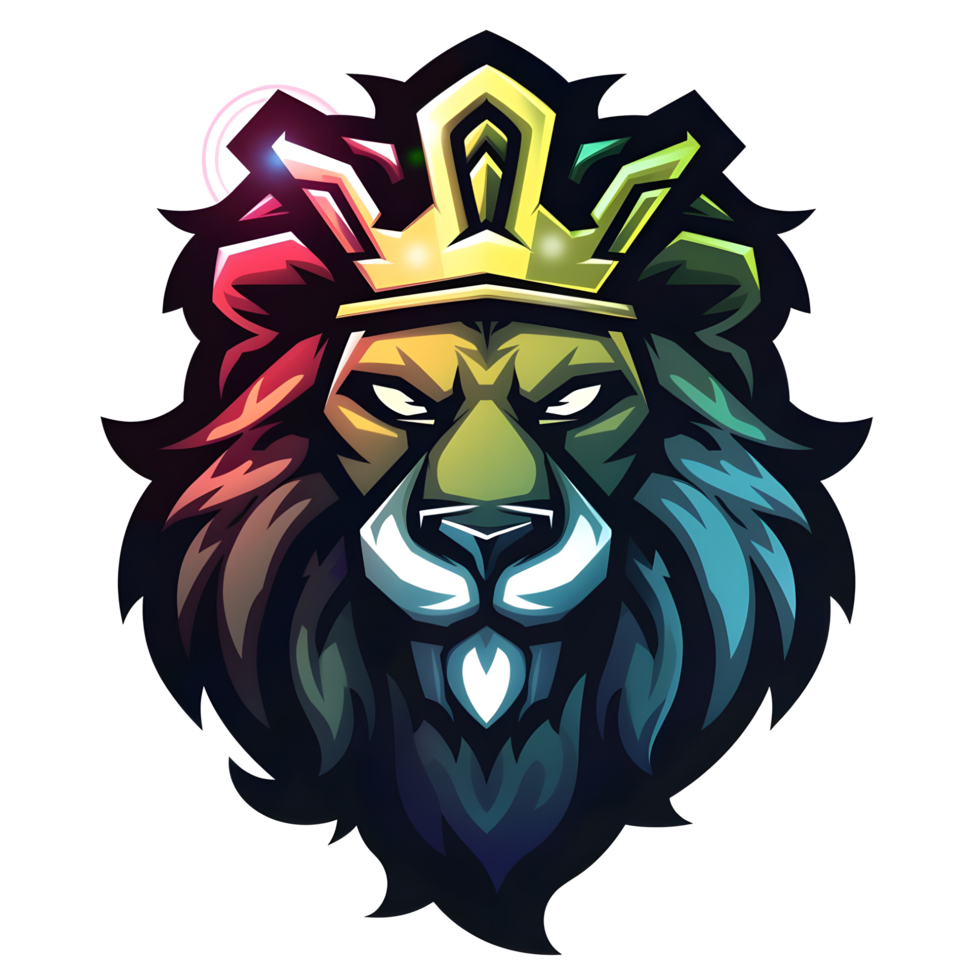 esports logo lion, style, bold line, on transparent background png