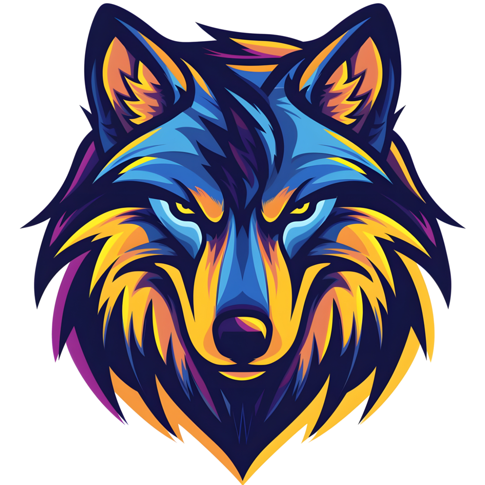 Esports logo simple wolf, style, colourful, on transparent background png