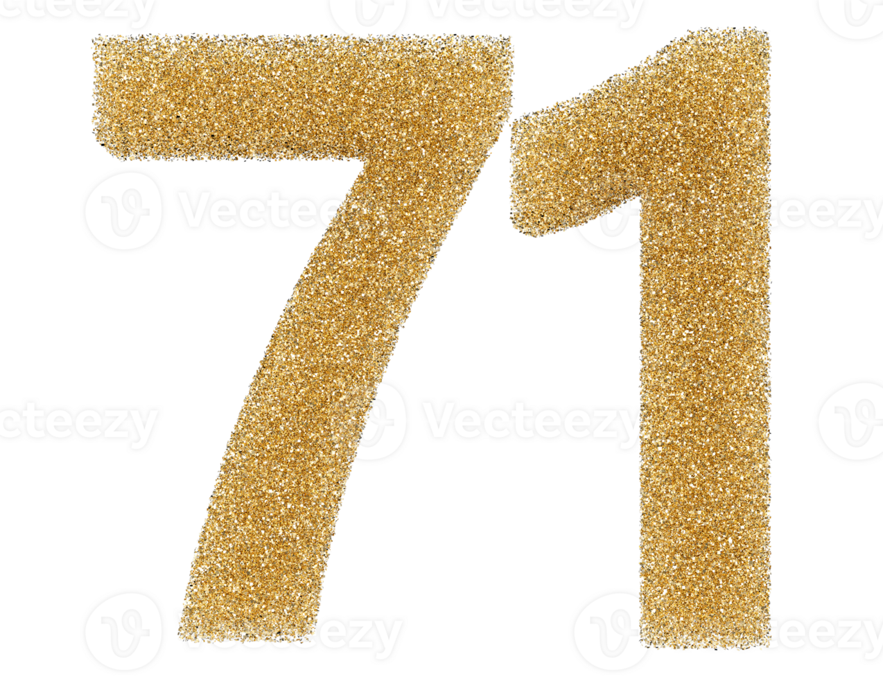 Number 71 golden glitter png