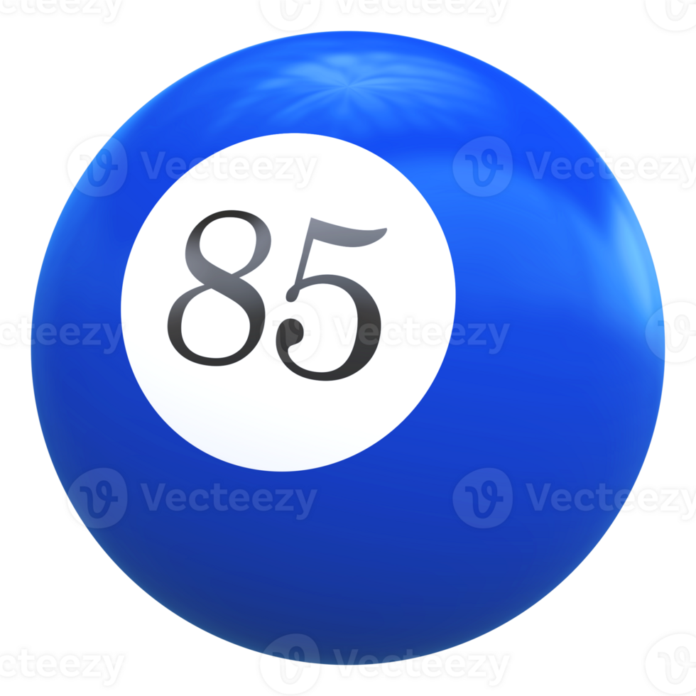 85 number 3d ball blue png