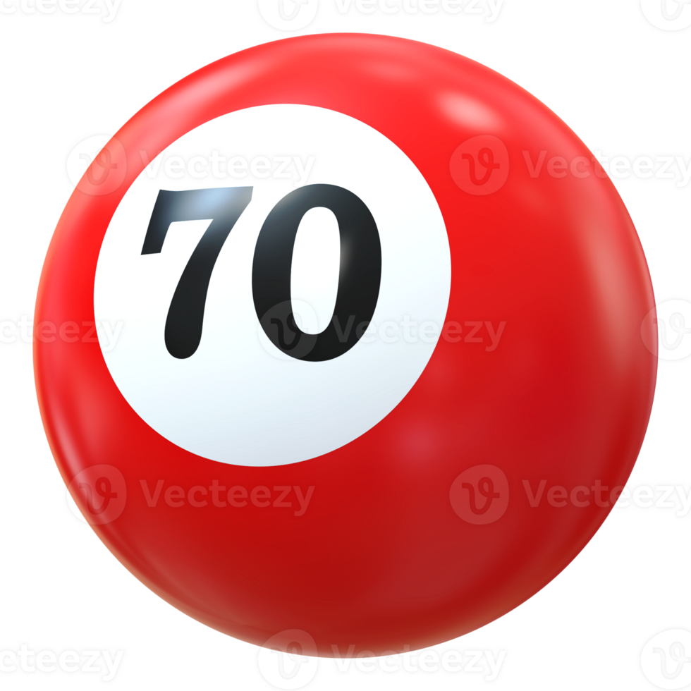 70 number 3d ball red png