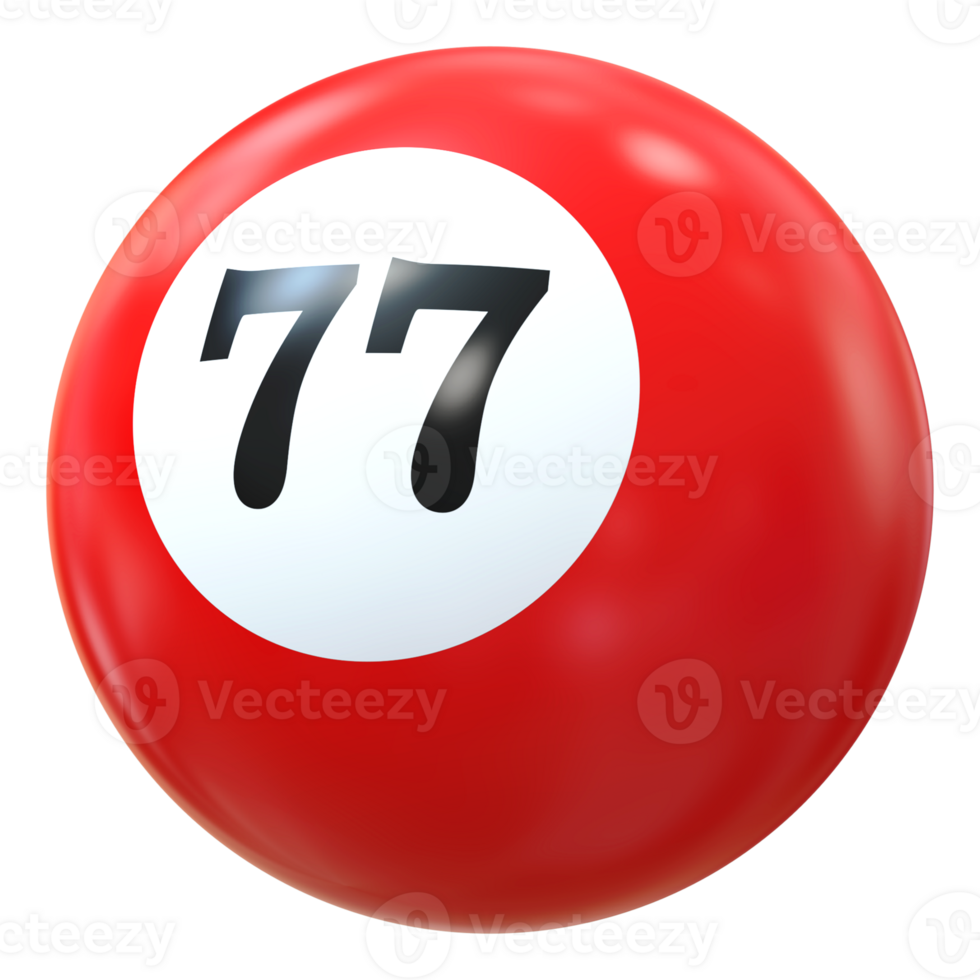 77 number 3d ball red png