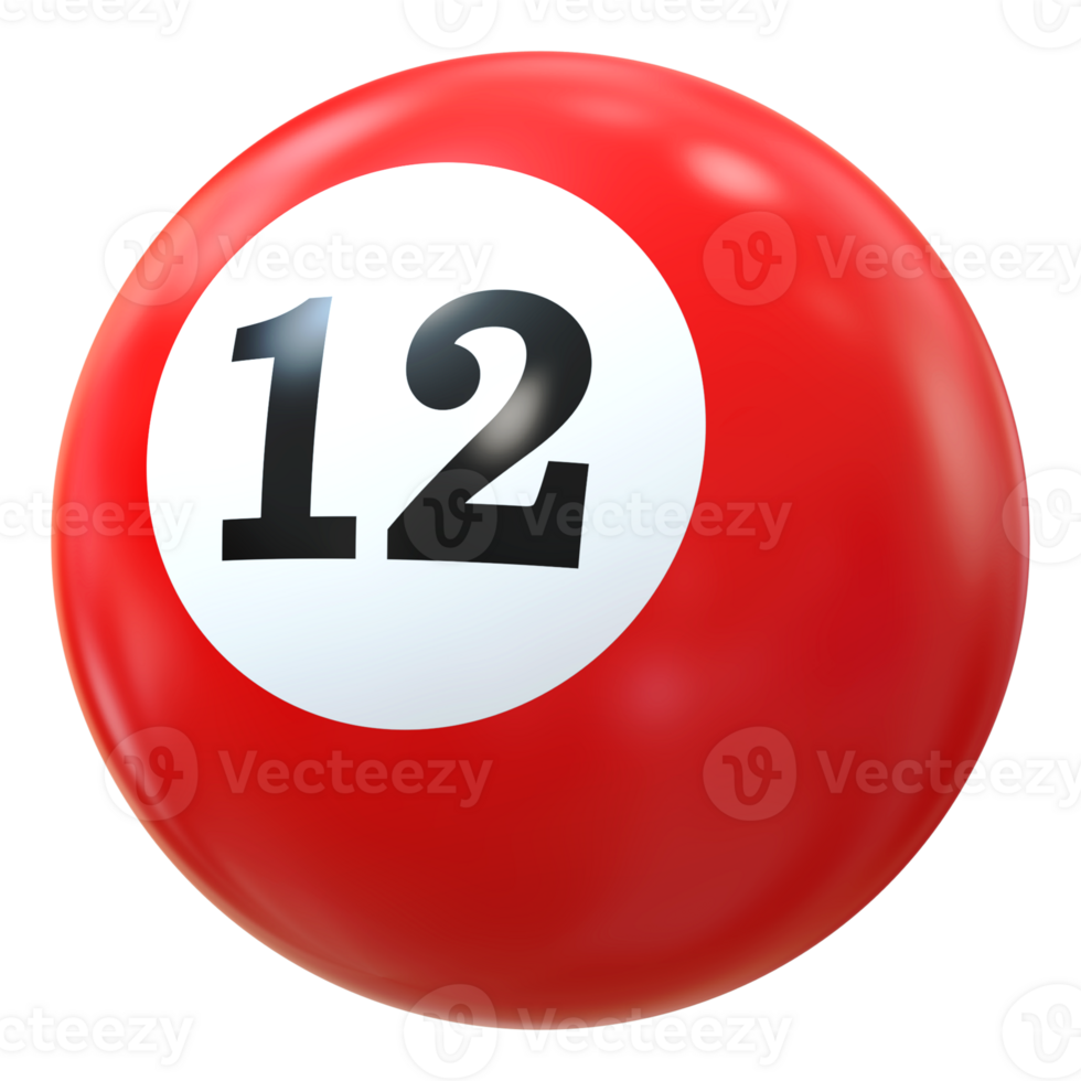 12 number 3d ball red png
