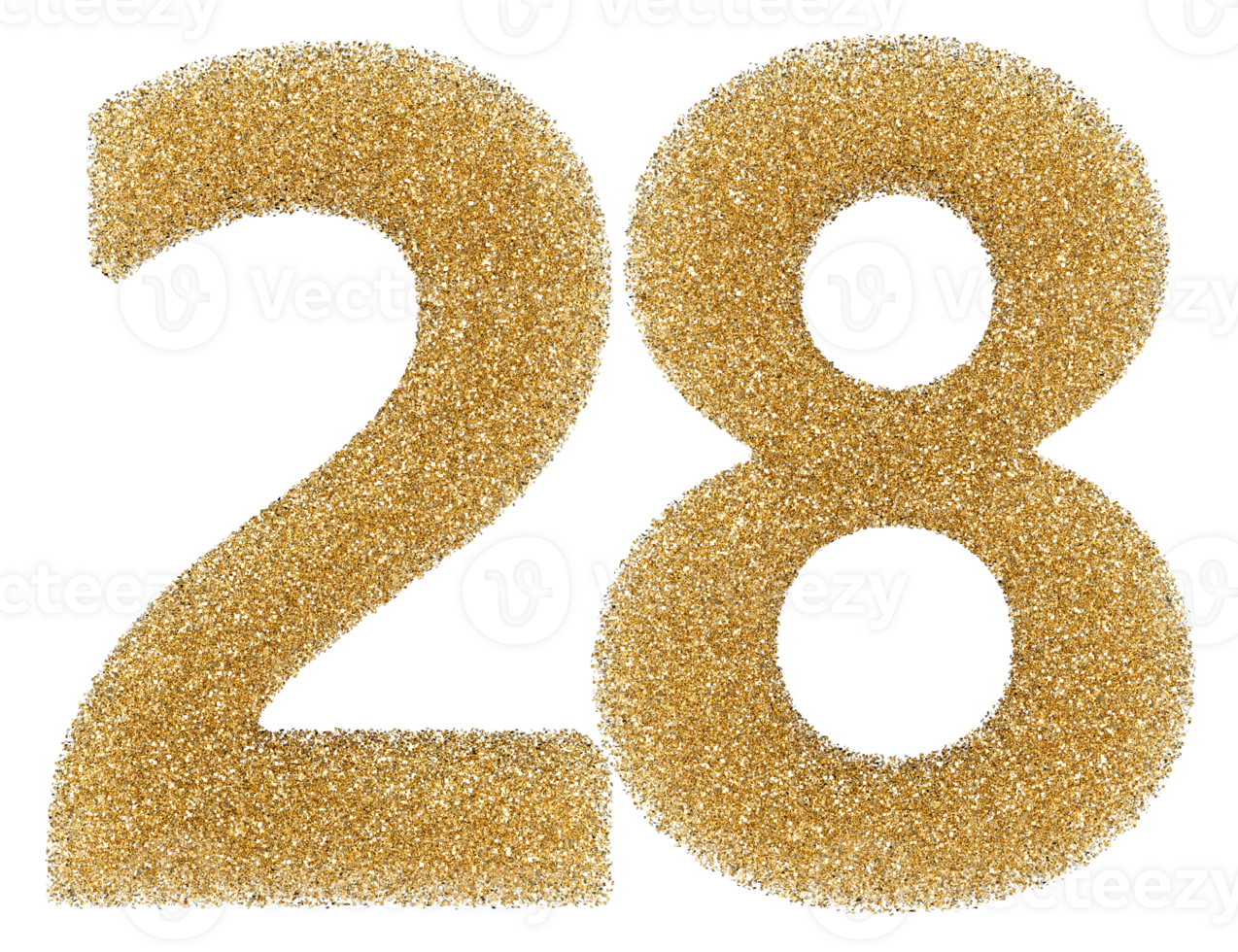 Number 28 golden glitter png