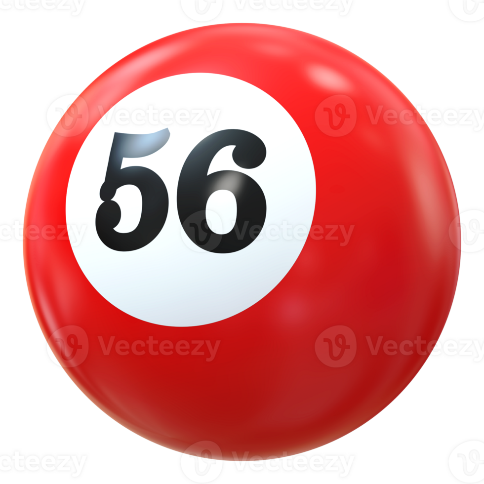 56 number 3d ball red png