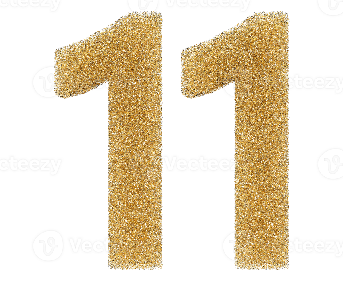 Number 11 golden glitter png