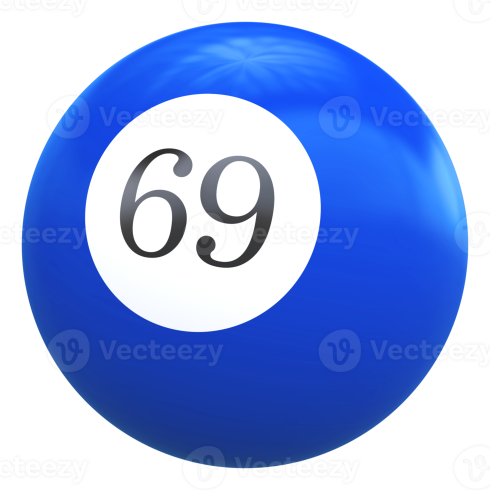 69 number 3d ball blue png