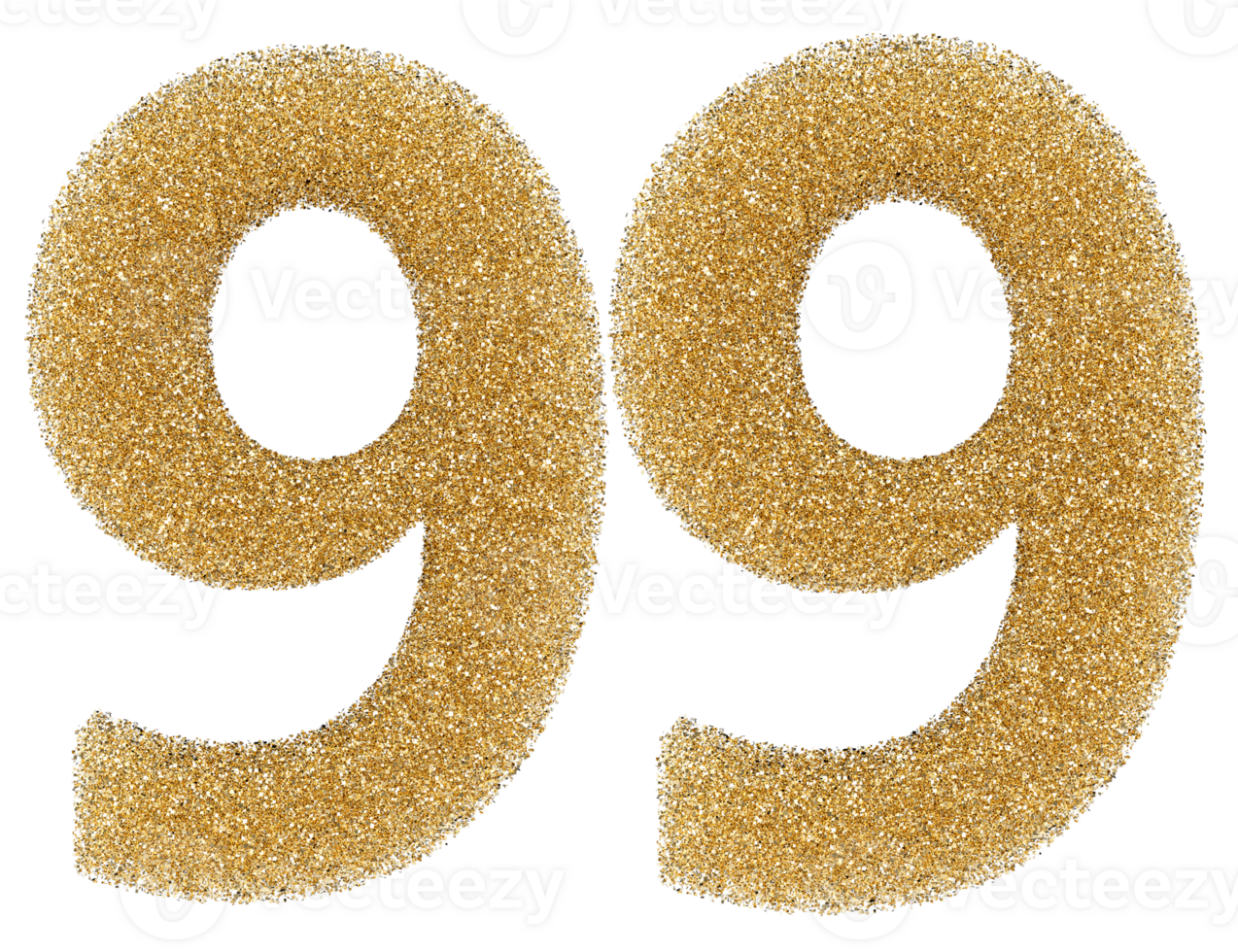 Number 99 golden glitter png