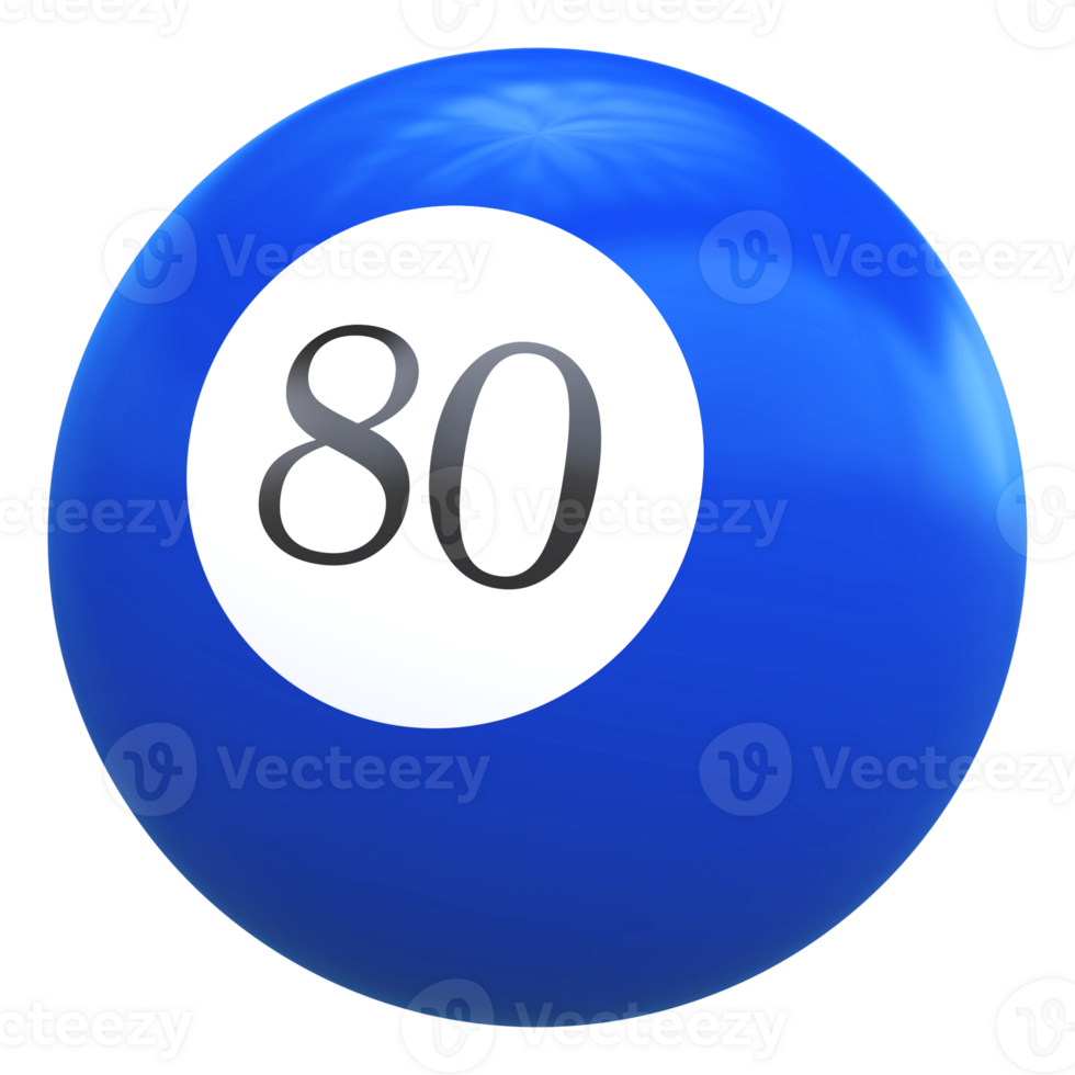 80 number 3d ball blue png