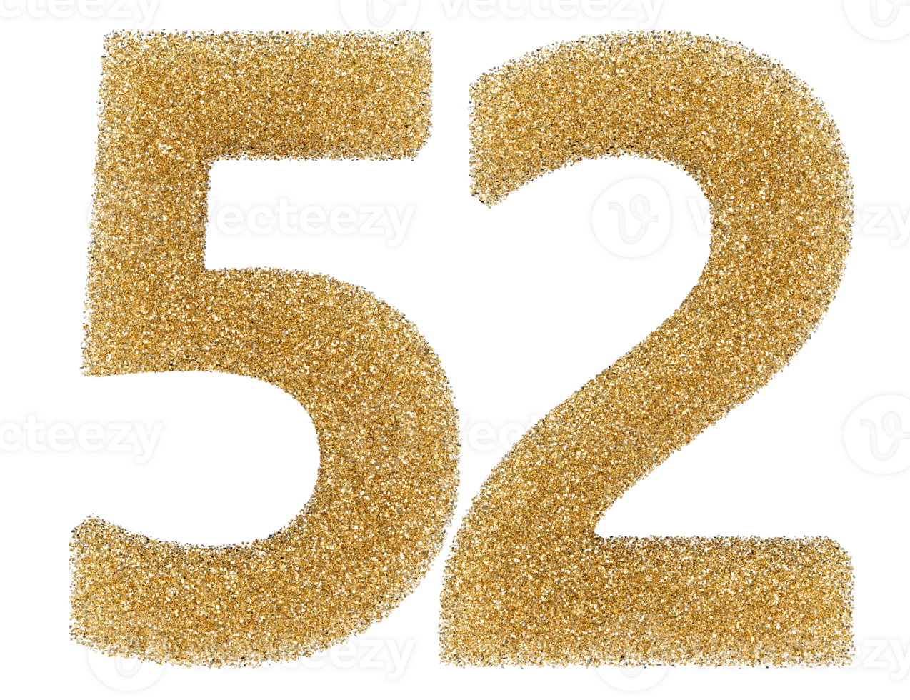 Number 52 golden glitter png