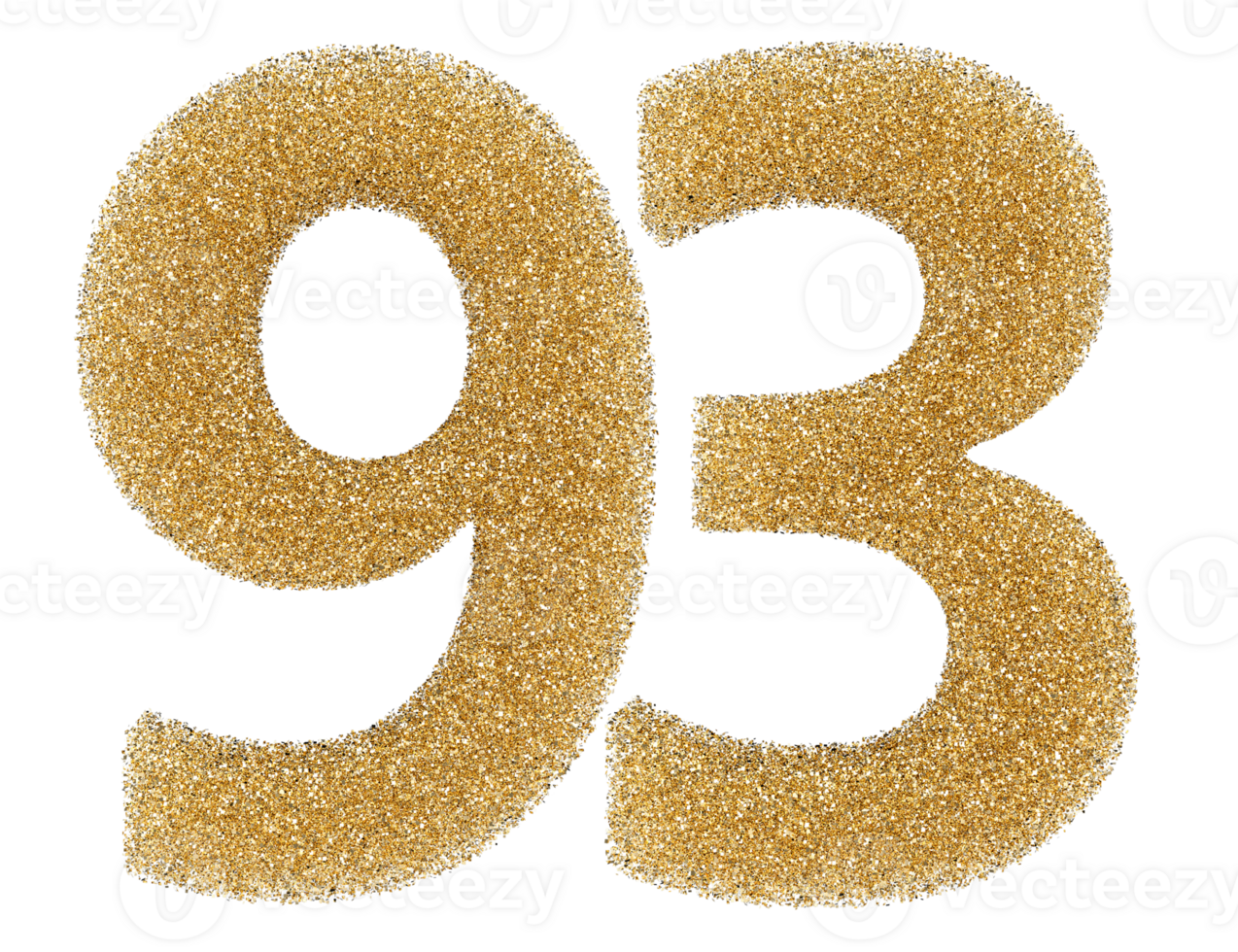Number 93 golden glitter png