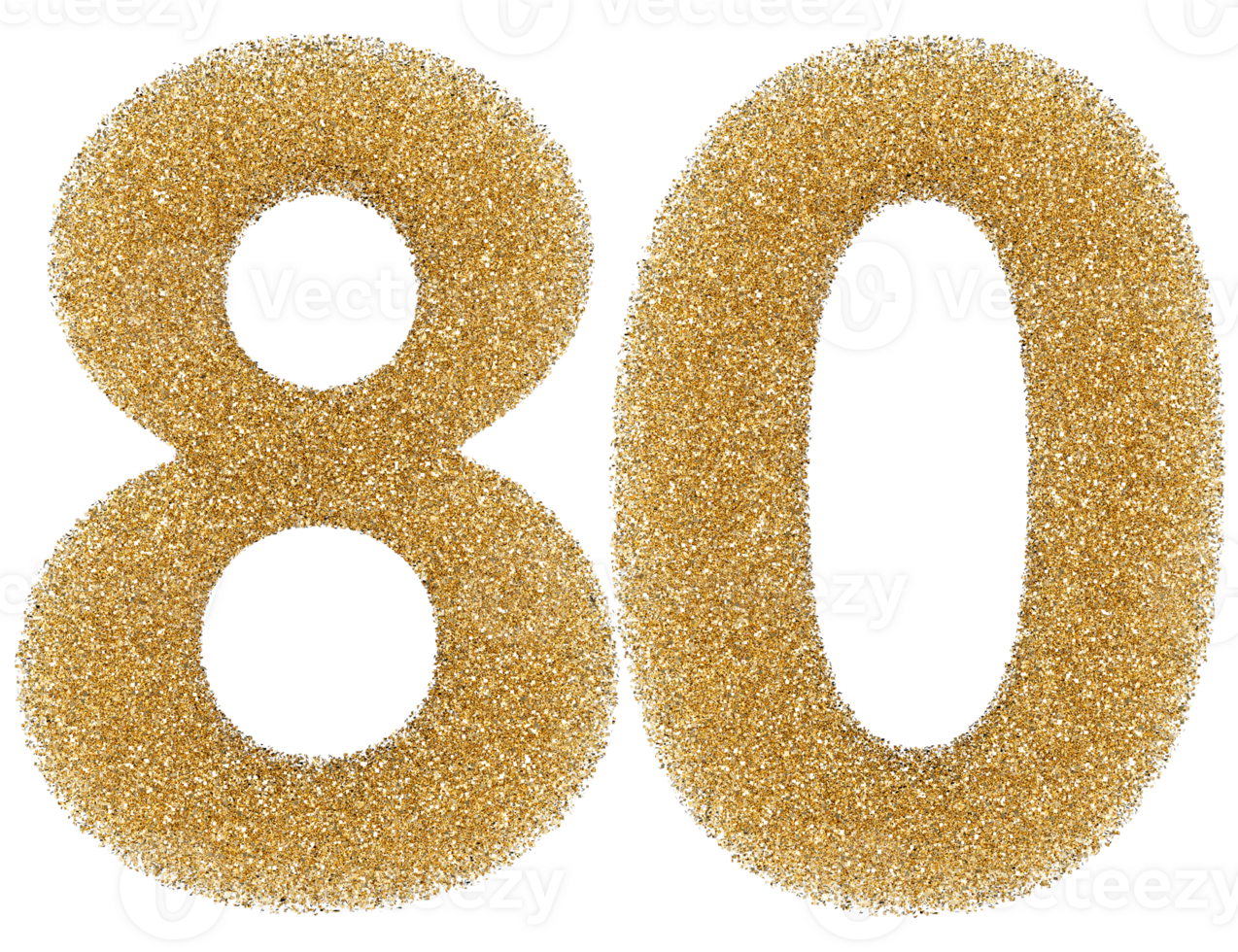 Number 80 golden glitter png