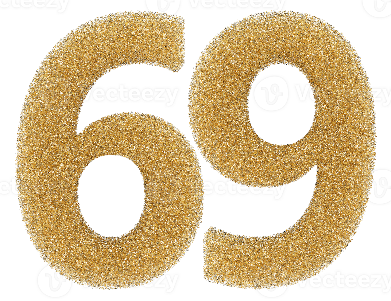 Number 69 golden glitter png