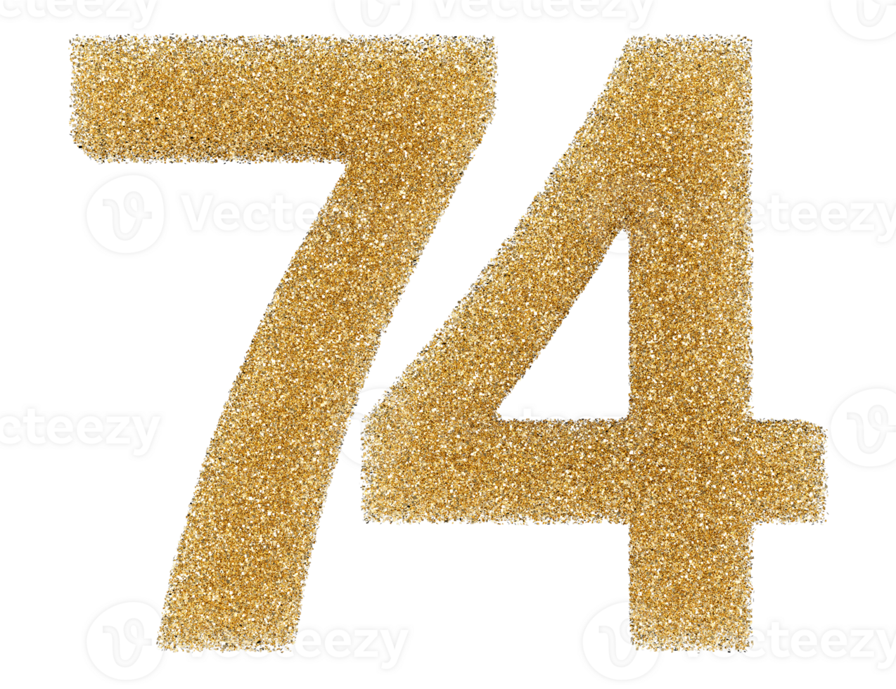 Number 74 golden glitter png