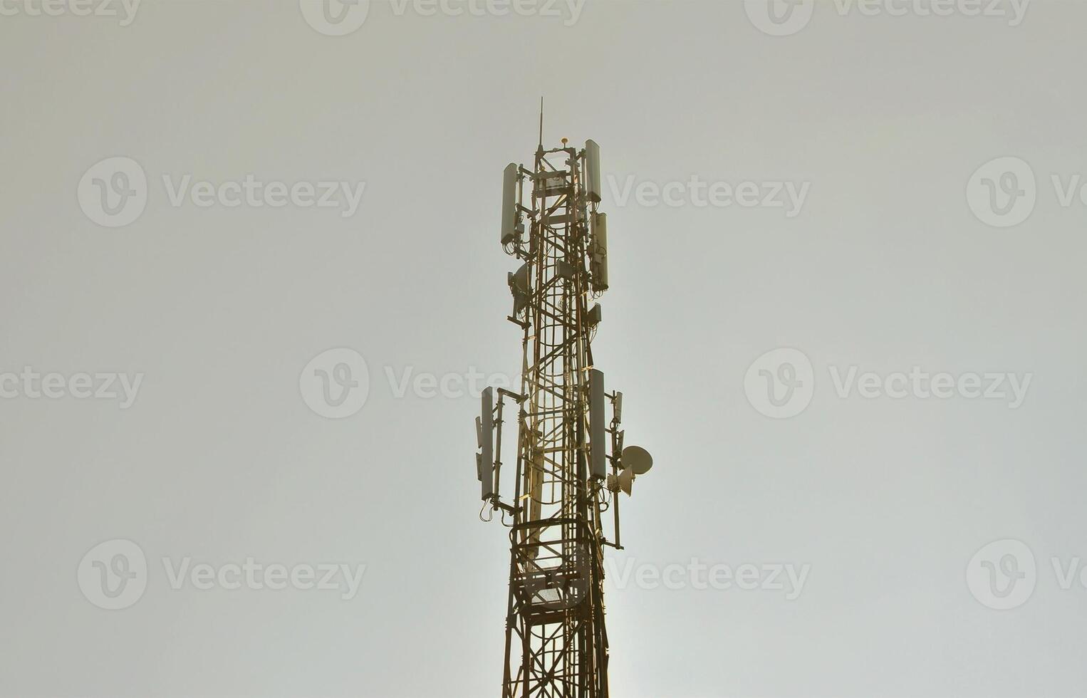 High tower for transmitting radio waves and receiving a wireless signal. A post for providing wireless communication in a large area photo