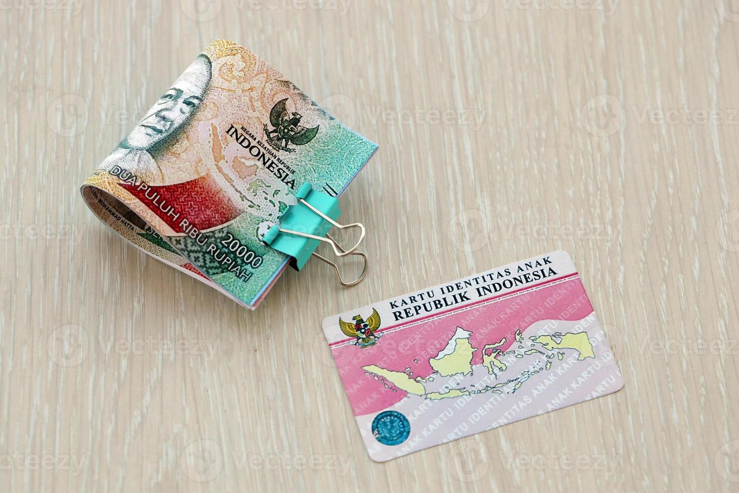 Indonesia child identity card Kartu Identitas Anak or KIA card. ID document for indonesian children photo