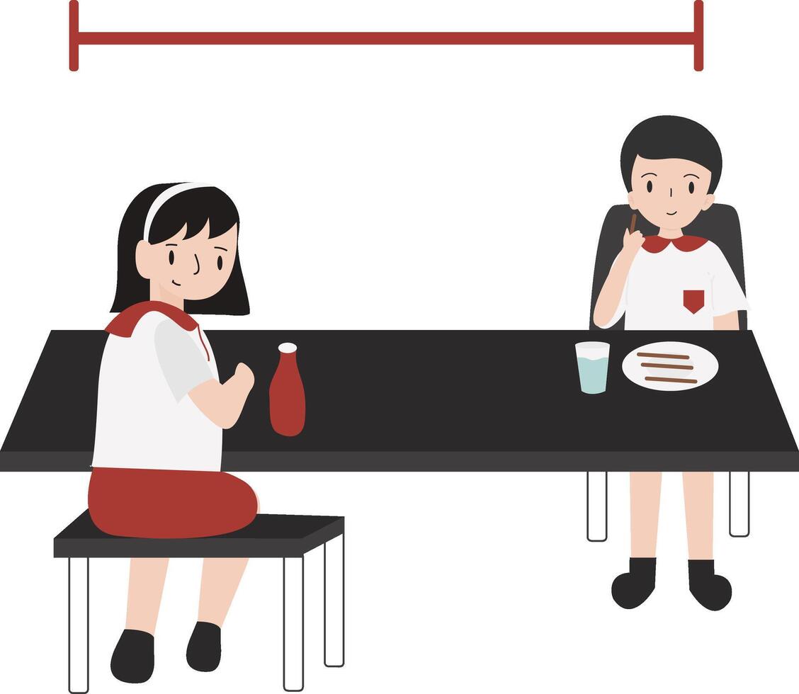 Lunch time at school flat design illustration isolated in white background vector