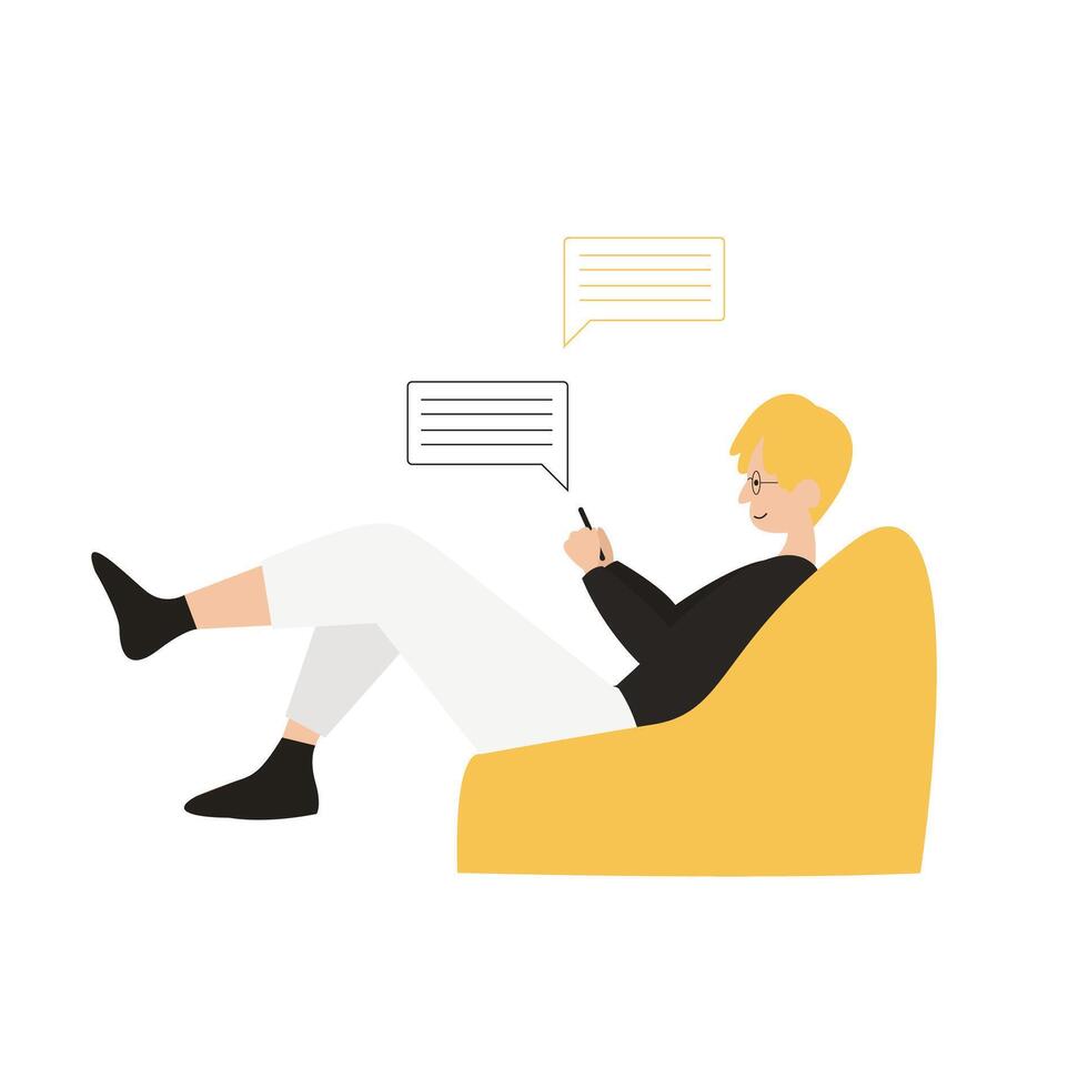 Communicating people through social networks and the Internet, phone. Information exchange and interaction illustration vector