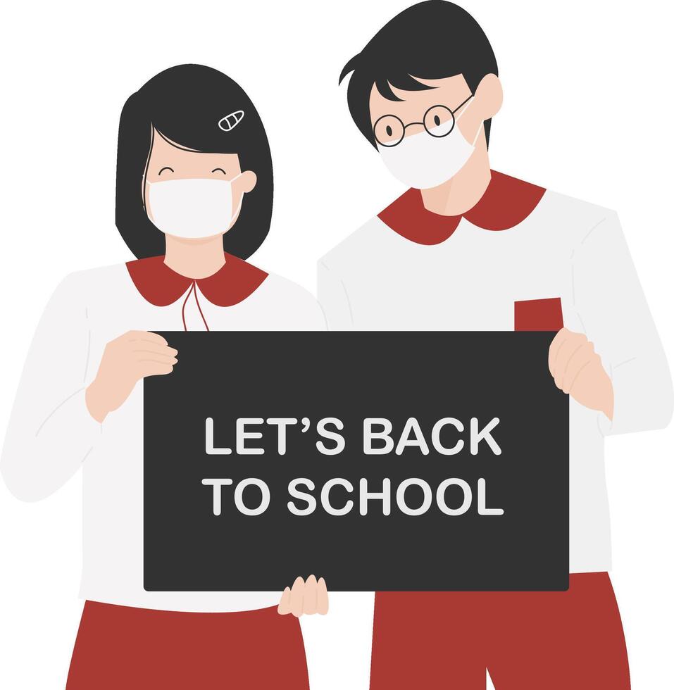 Student Holding Hand Banner Back To School Flat Design Illustration vector