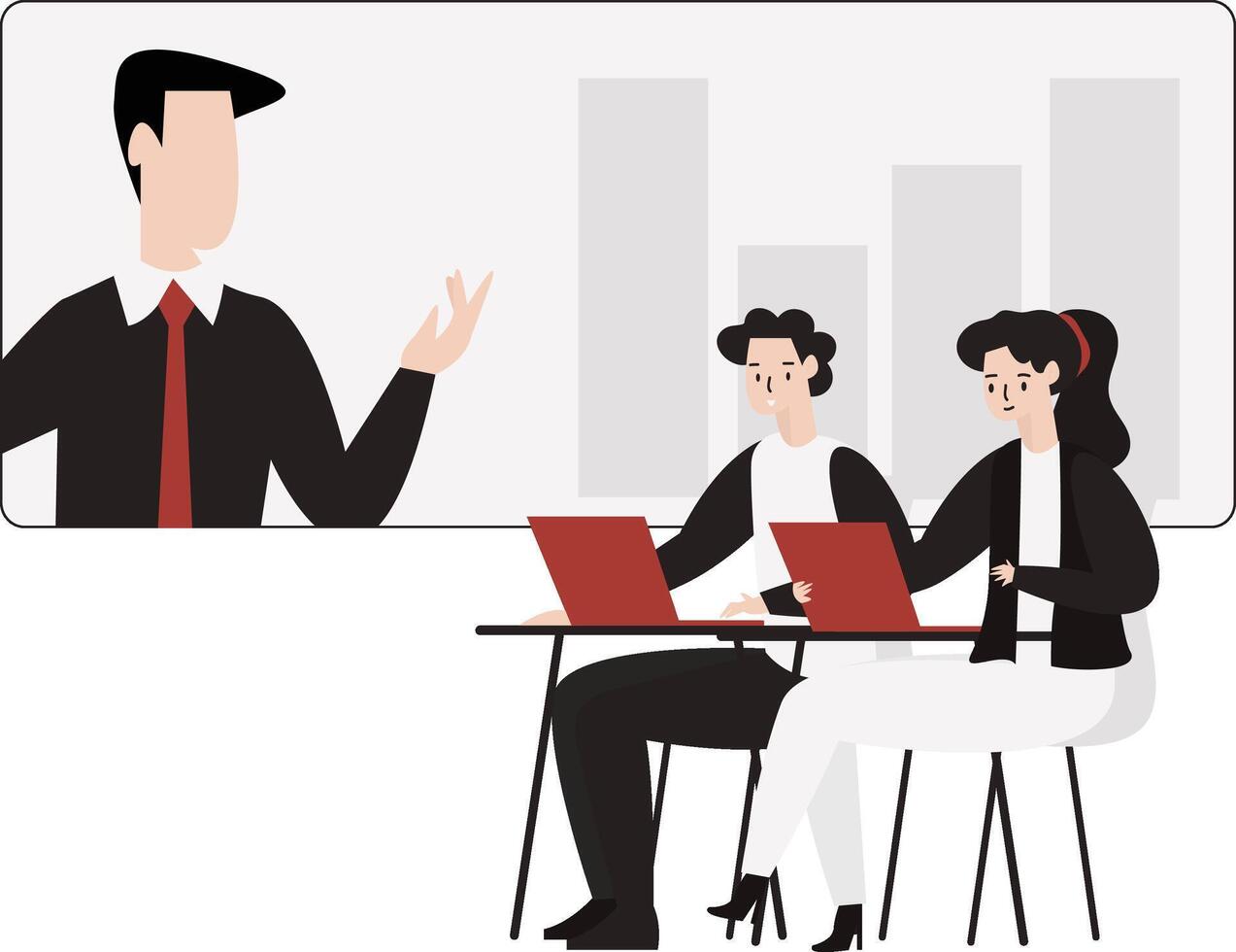 Online training flat design illustration isolated in white background vector