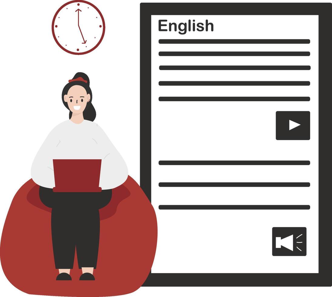 Languange e course flat design illustration isolated in white background vector