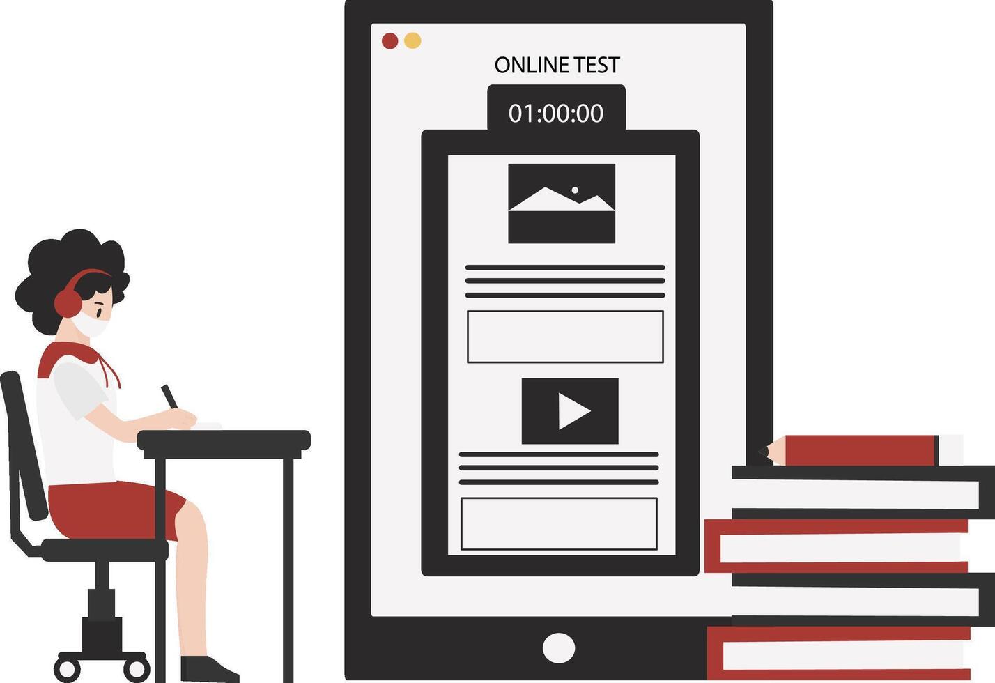 Online test flat design illustration isolated in white background vector