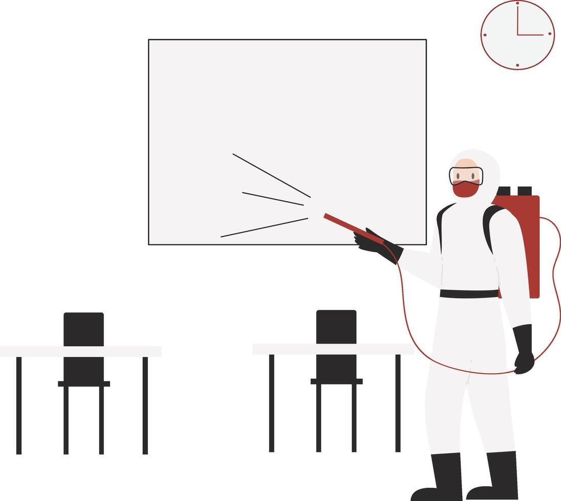 Desinfectant classroom flat design illustration isolated in white background vector