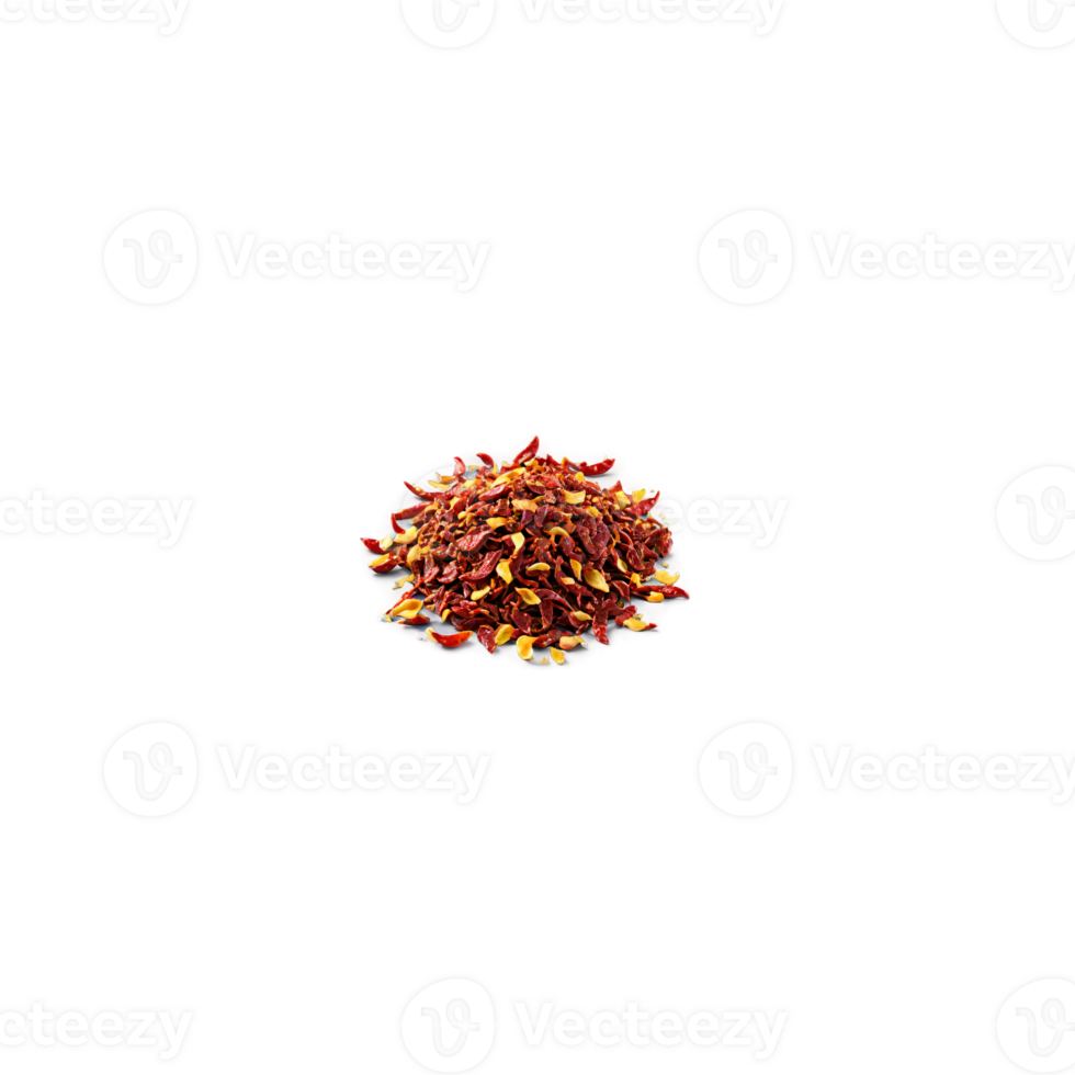 Fiery red chili flakes vibrant color varied sizes slight curl Food and culinary concept png