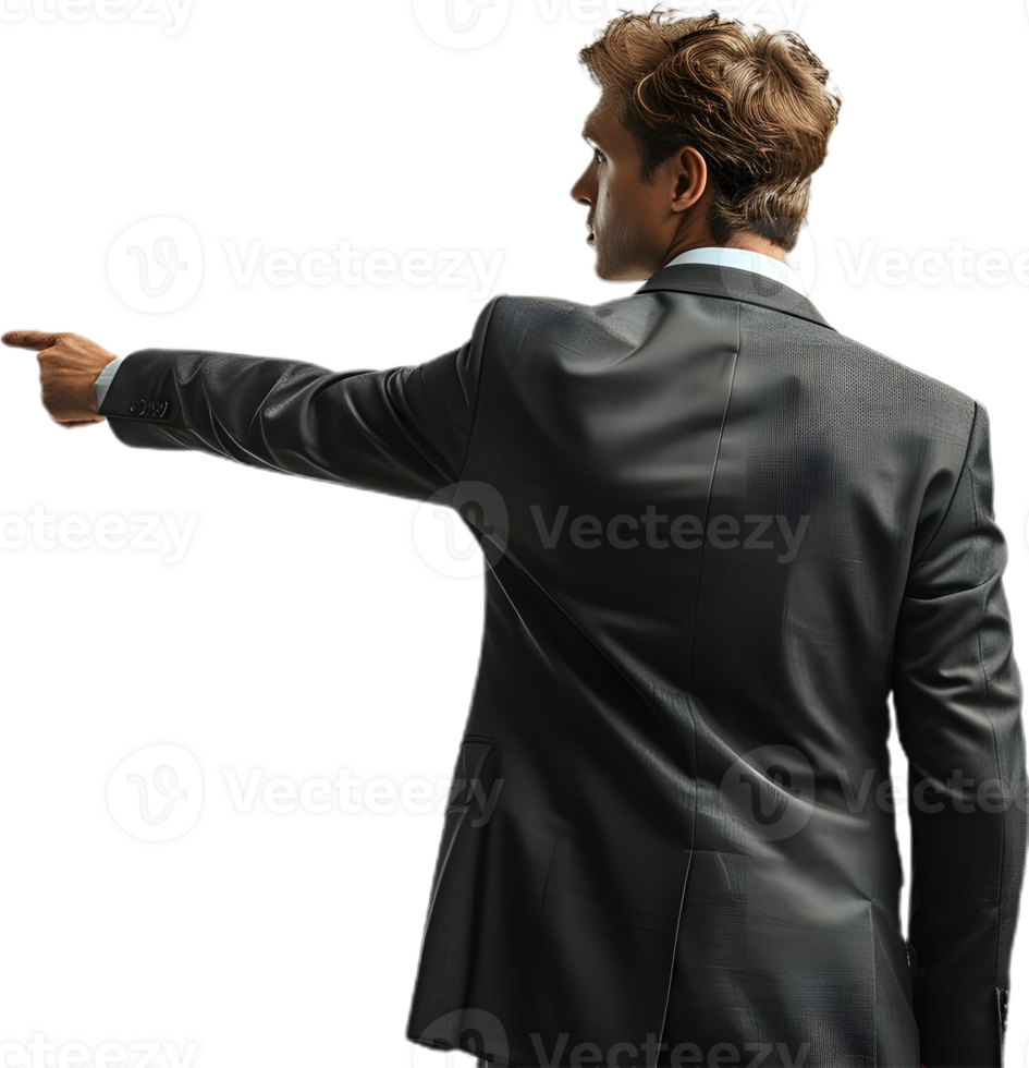 businessman pointing at something transparent background png