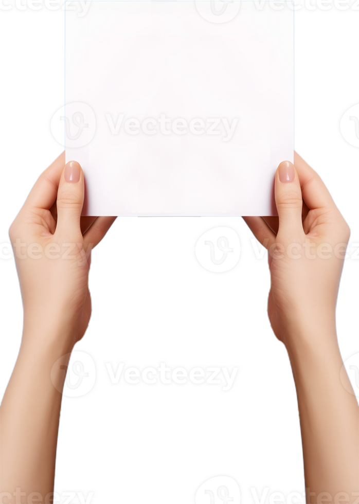 hands holding a blank sheet of paper on a transparent background png