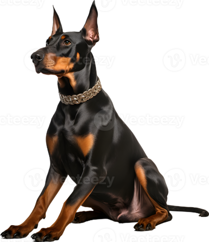 a doberman dog sitting on the floor png