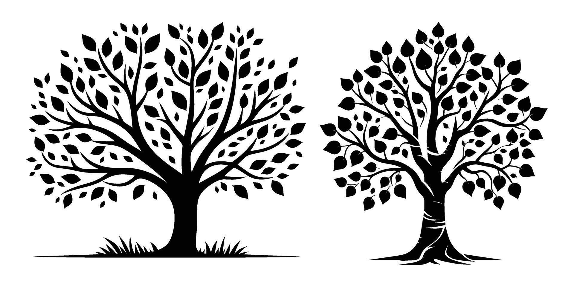 Set of Tree silhouettes illustration Isolated on White Background vector