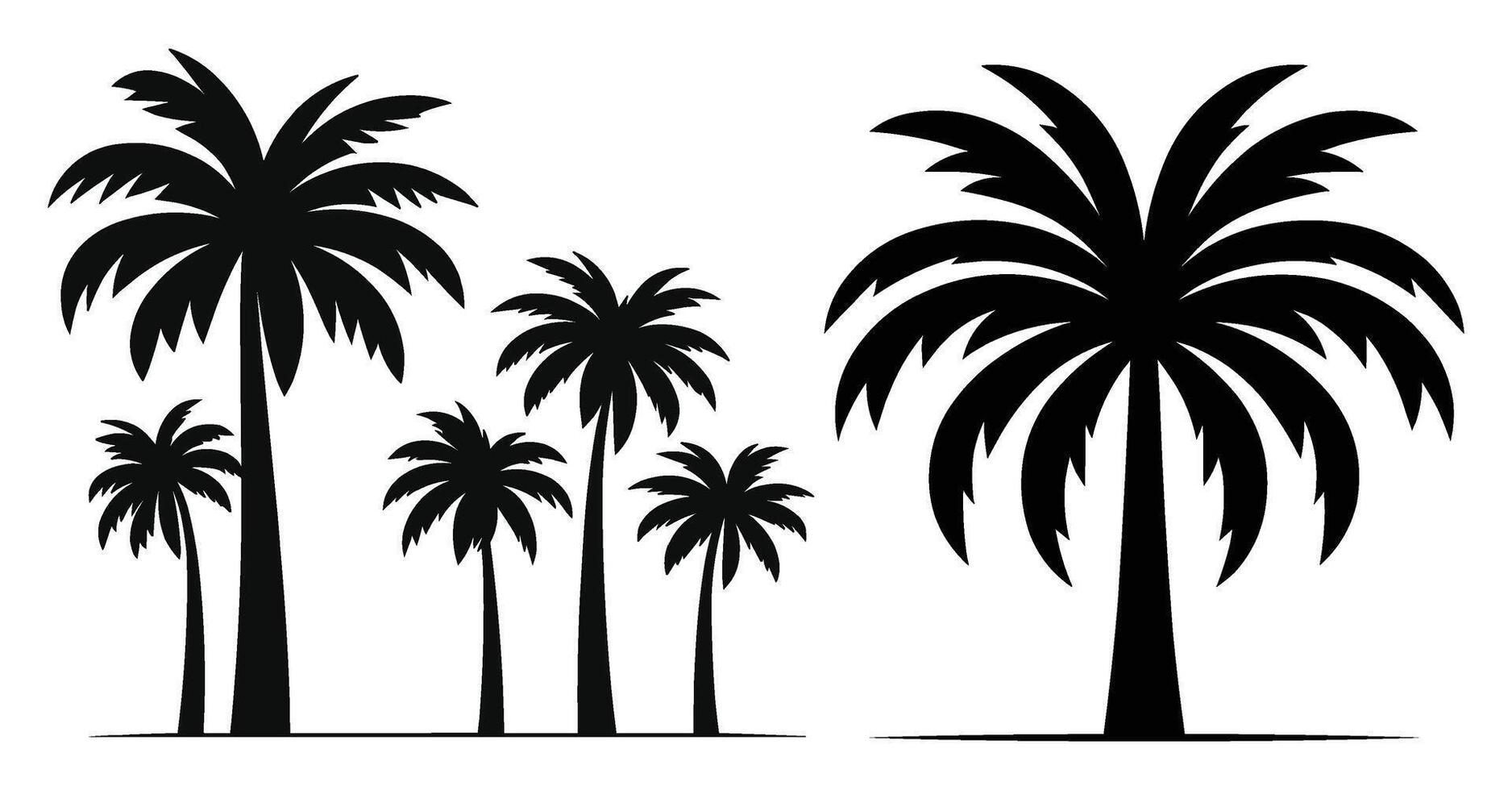 Set of Palm Tree silhouettes illustration Isolated on White Background vector